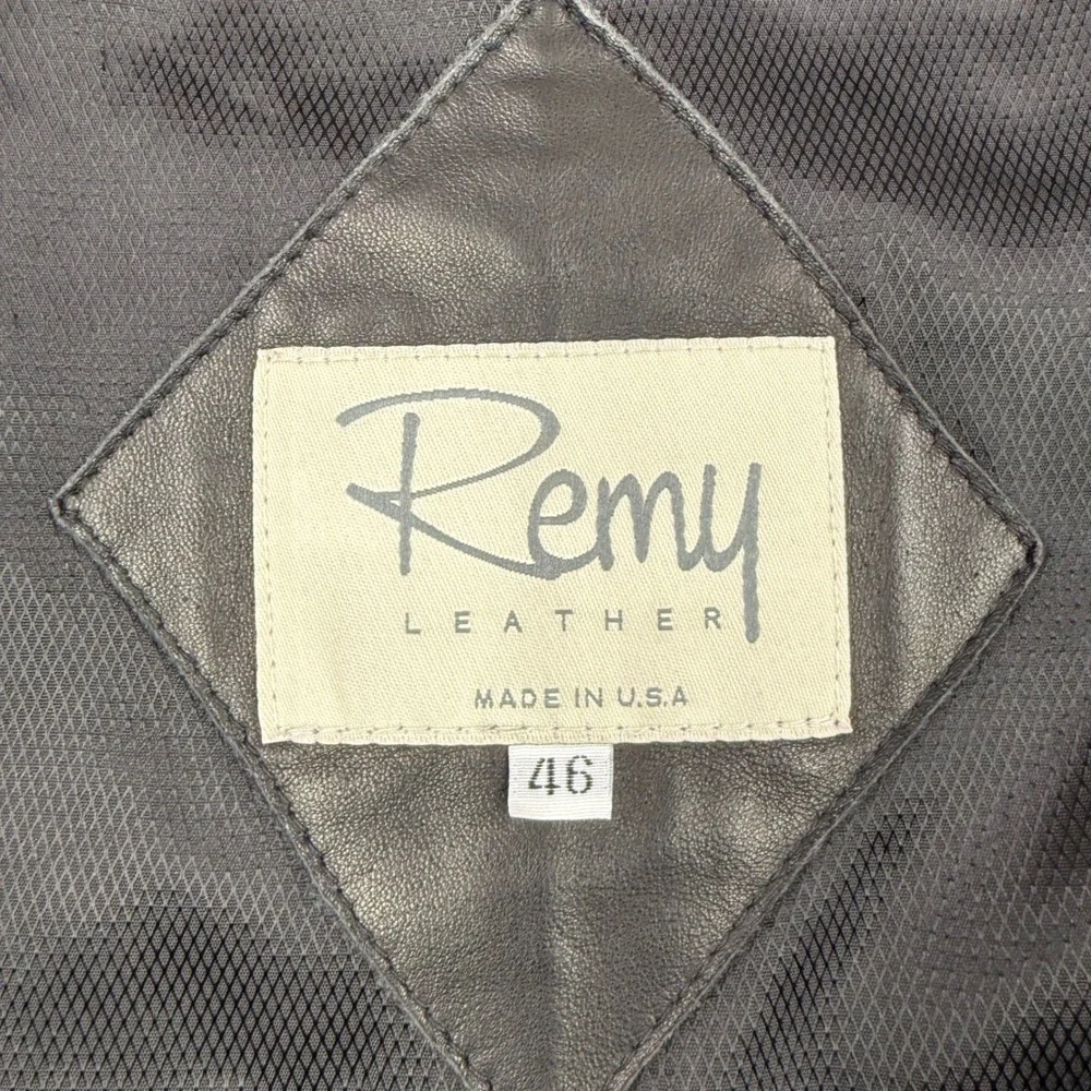 Vintage Remy Leather Jacket Men 46 Black Soft Lambskin Leather Full Zip USA